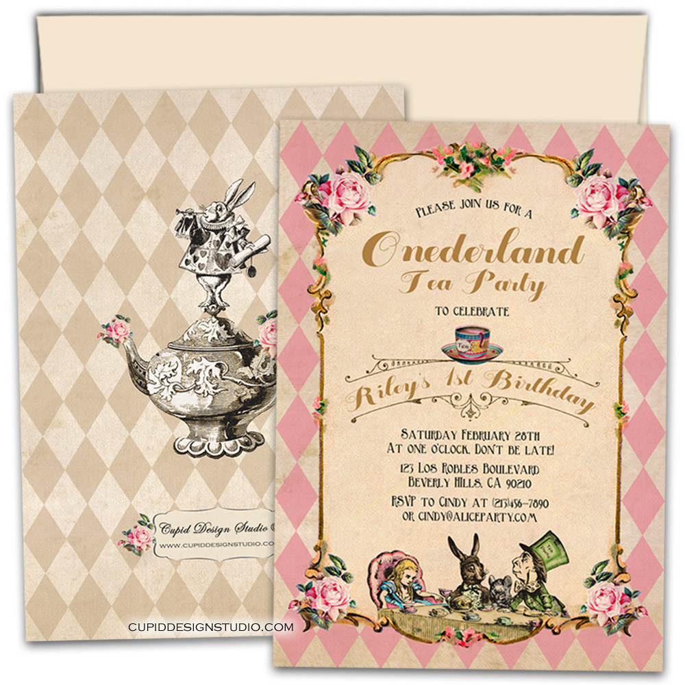 Editable Alice in Onederland Birthday Backdrop Alice in Wonderland