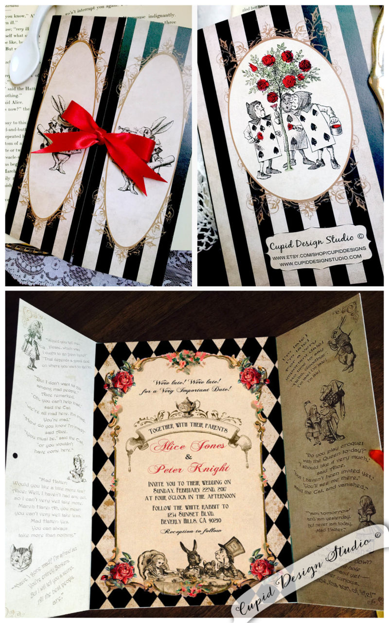 Alice in Wonderland Invitation Birthday Party - Custom Party Creations