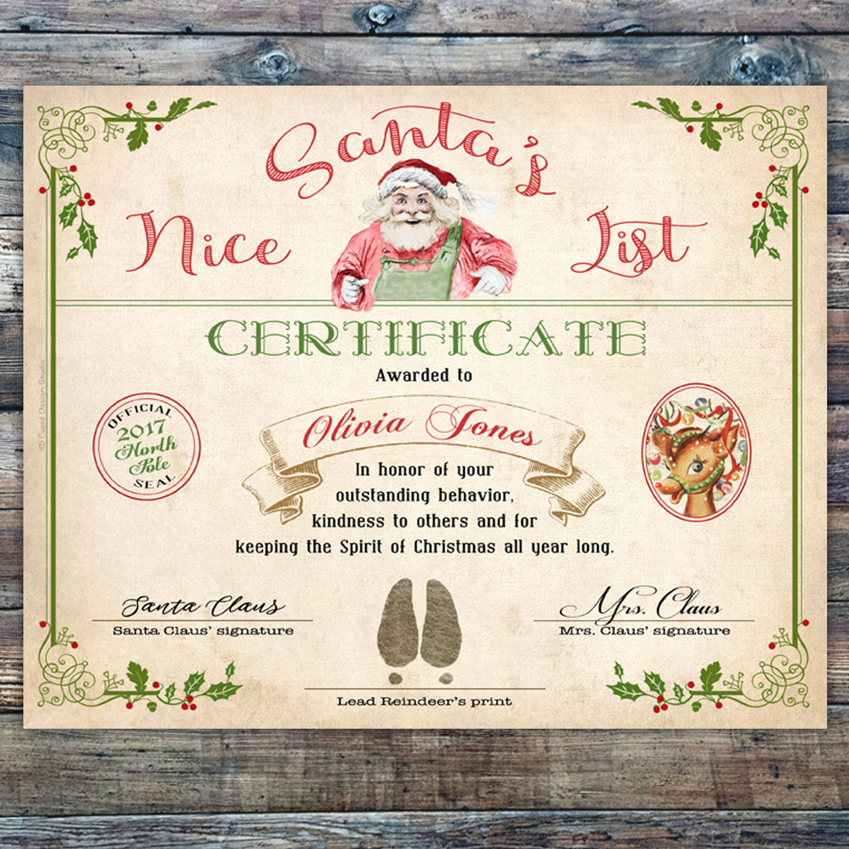  Personalized Christmas Nice List Certificate Official 